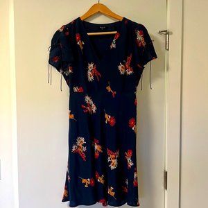 Madewell Dress, Size 6, Navy with floral highlights